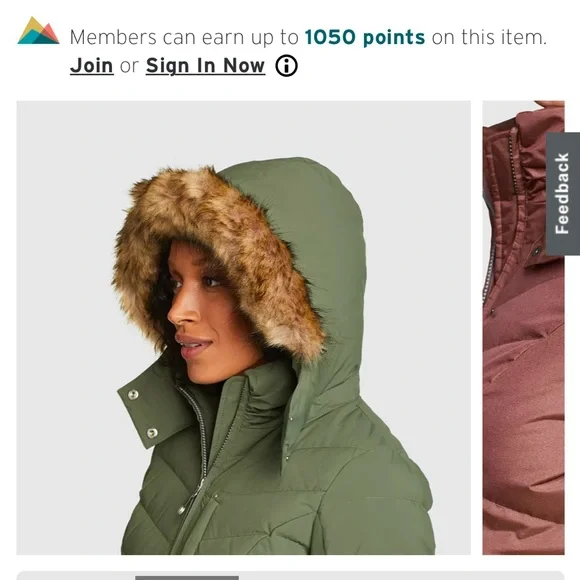 Eddie Bauer Green Fur-Trimmed Hooded Jacket - Picture 1 of 10